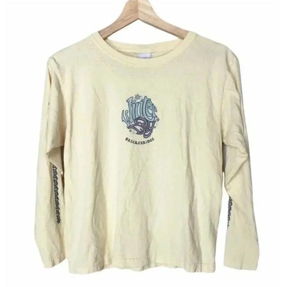 Emi Sportswear Vintage Pale Yellow Breckenridge Winter Day Long Sleeve T-Shirt M - Picture 1 of 5